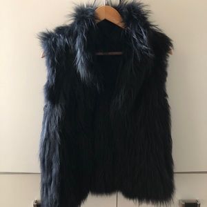 Black Yves Salomon fur vest